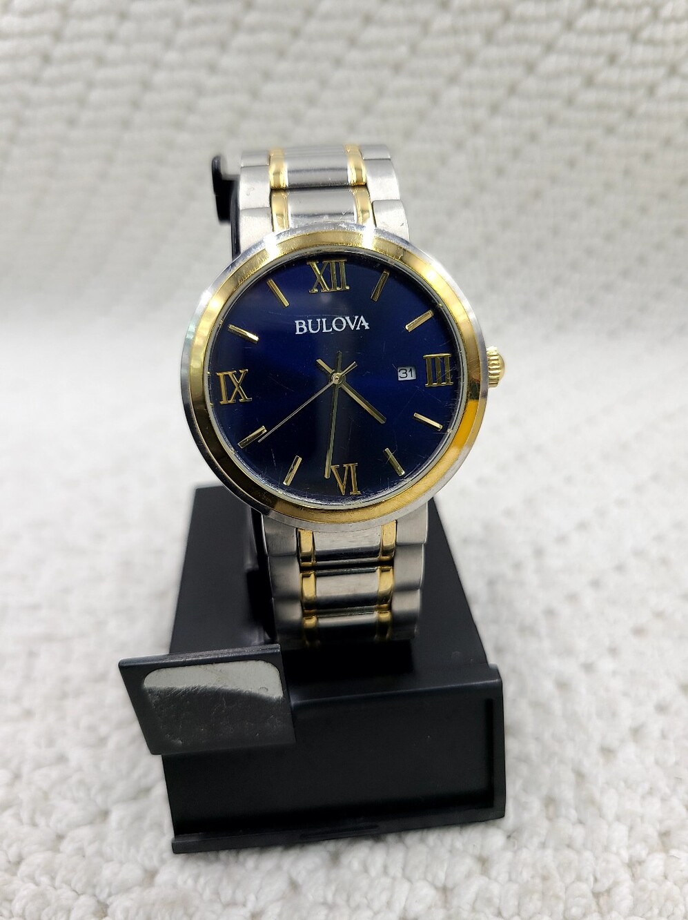 Bulova Two-Tone Gold & Silver Bracelet Watch with Blue Dial